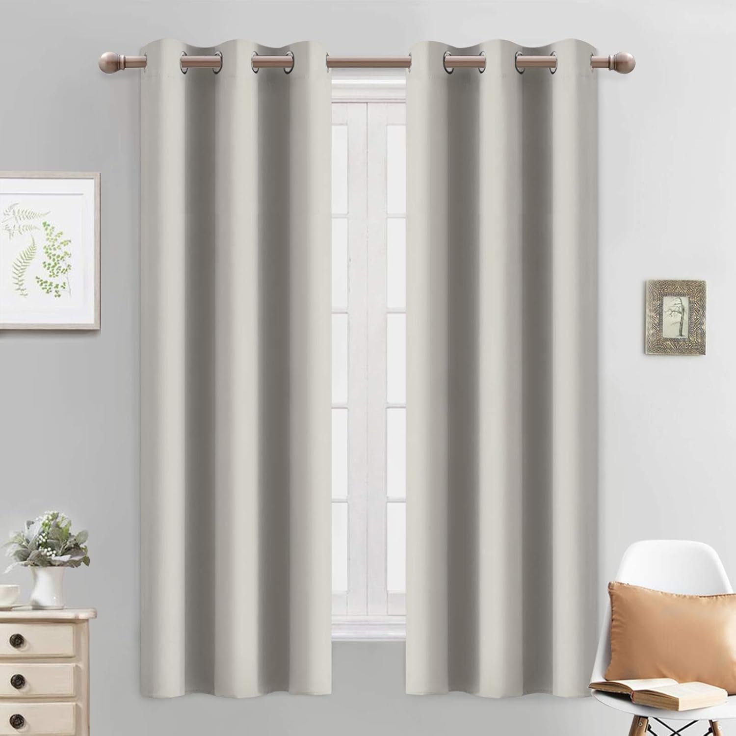 Room Darkening Gray Blackout Curtains 84 Inch Long Light Blocking Thermal Insulated Window Treatment Grommet Drapes for Bedroom Living Room, 52W X 84L, Grey Curtains, 2 Panels
