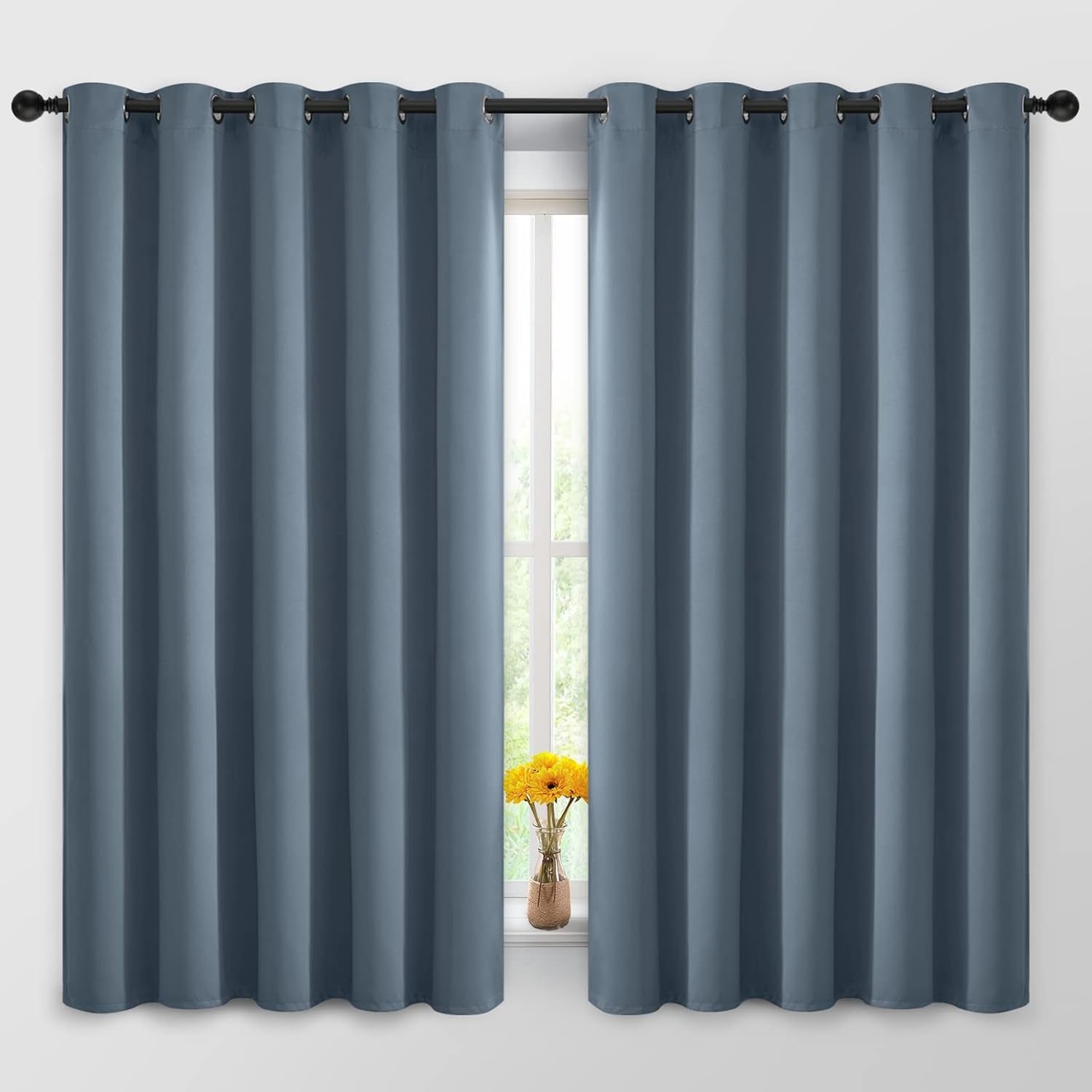 Room Darkening Gray Blackout Curtains 84 Inch Long Light Blocking Thermal Insulated Window Treatment Grommet Drapes for Bedroom Living Room, 52W X 84L, Grey Curtains, 2 Panels