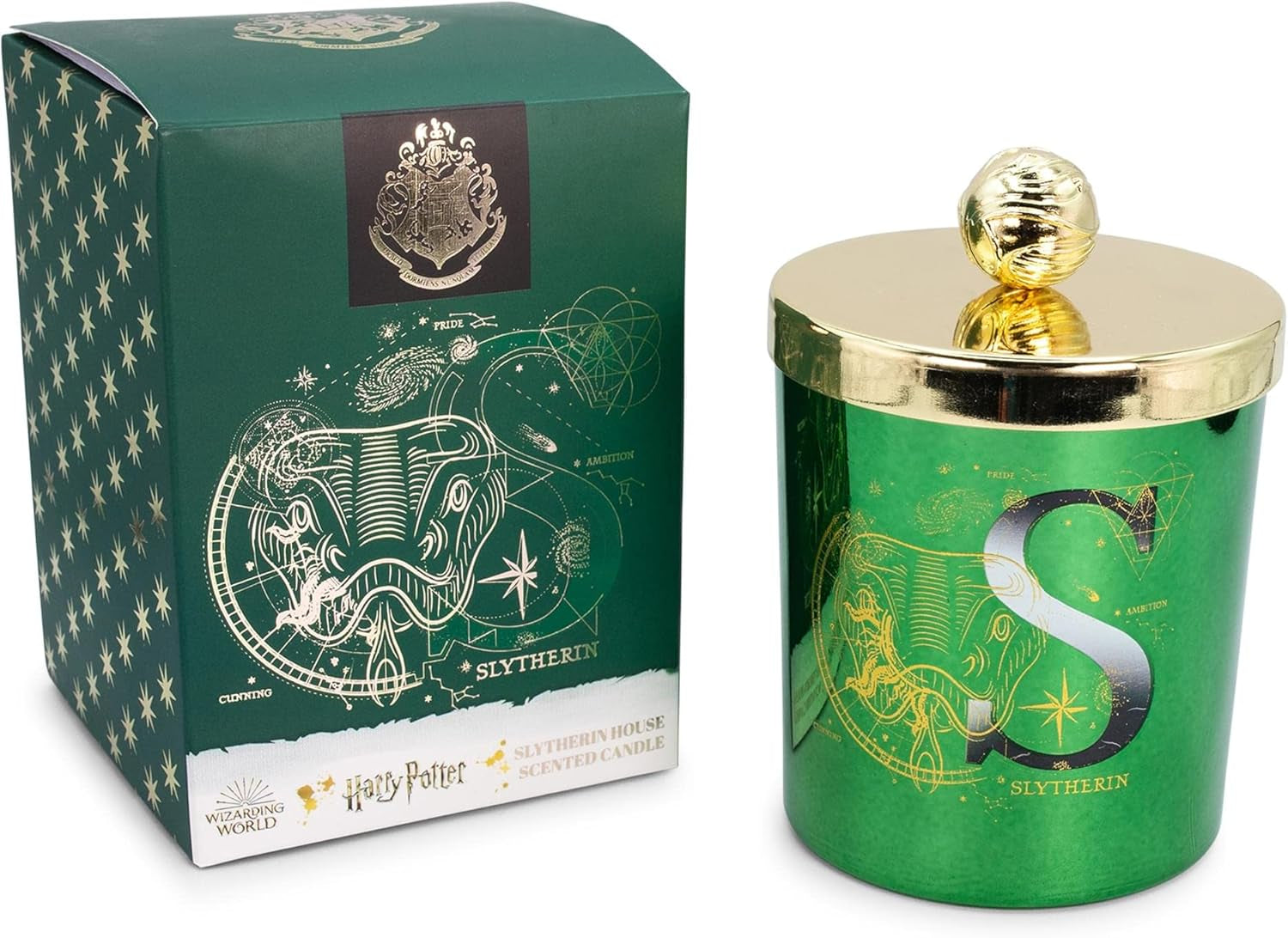 Harry Potter House Slytherin Premium Scented Soy Wax Candle with Unique Aromatic Fragrance | 50-Hour Burn Time | Home Decor Housewarming Essentials, Wizarding World Hogwarts Gifts and Collectibles
