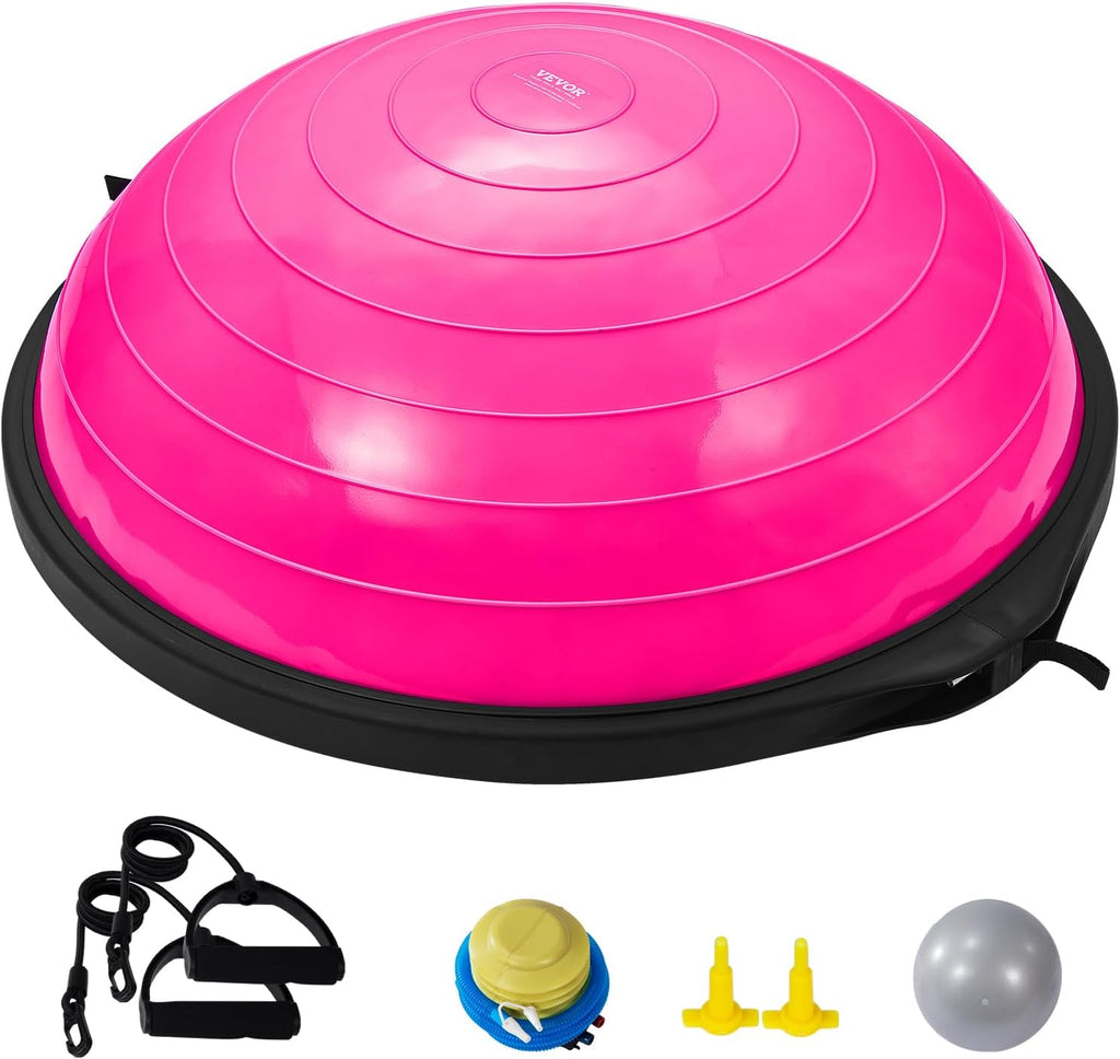 Half Exercise Ball Trainer, 23/26 Inch Balance Ball Trainer, 1500Lbs Capacity Stability Ball, Yoga Ball with Resistance Bands & Foot Pump, Strength Fitness Ball for Home Gym Full Body Workout