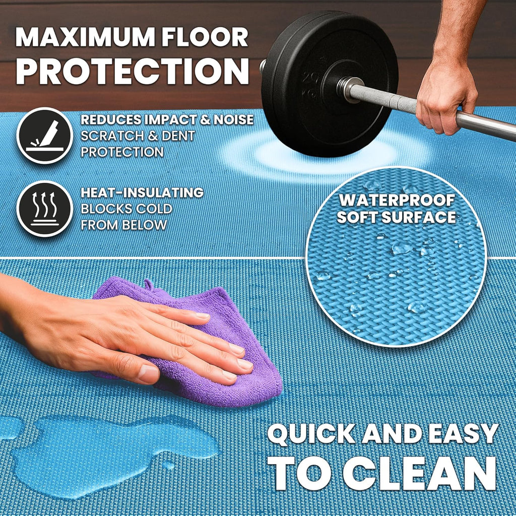 Gym Mats Set - 18 Pcs EVA Interlocking Foam Floor Tiles (12.6"X12.6"X0.4") 18Sqft Protective Gym Flooring Sports Home Workout Exercise Mats Puzzle Garage Fitness Play-Room Pool Treadmill Bike