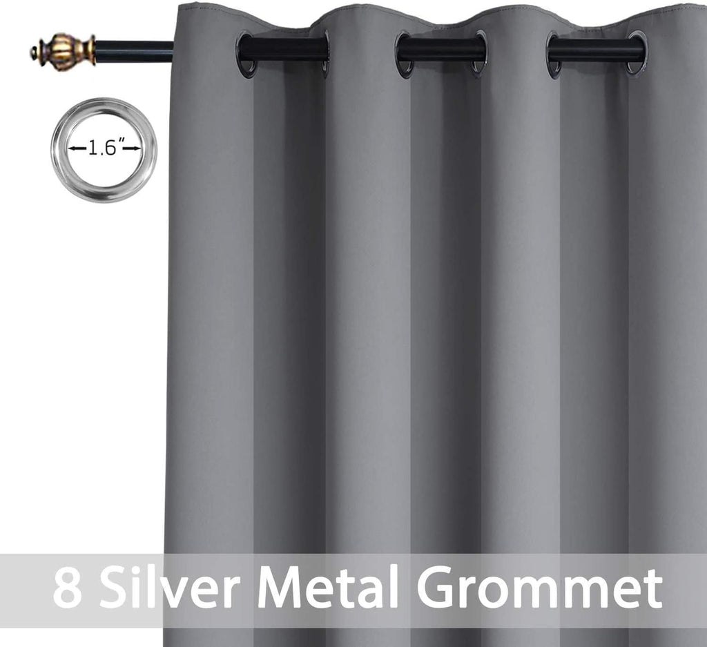 Room Darkening Gray Blackout Curtains 84 Inch Long Light Blocking Thermal Insulated Window Treatment Grommet Drapes for Bedroom Living Room, 52W X 84L, Grey Curtains, 2 Panels