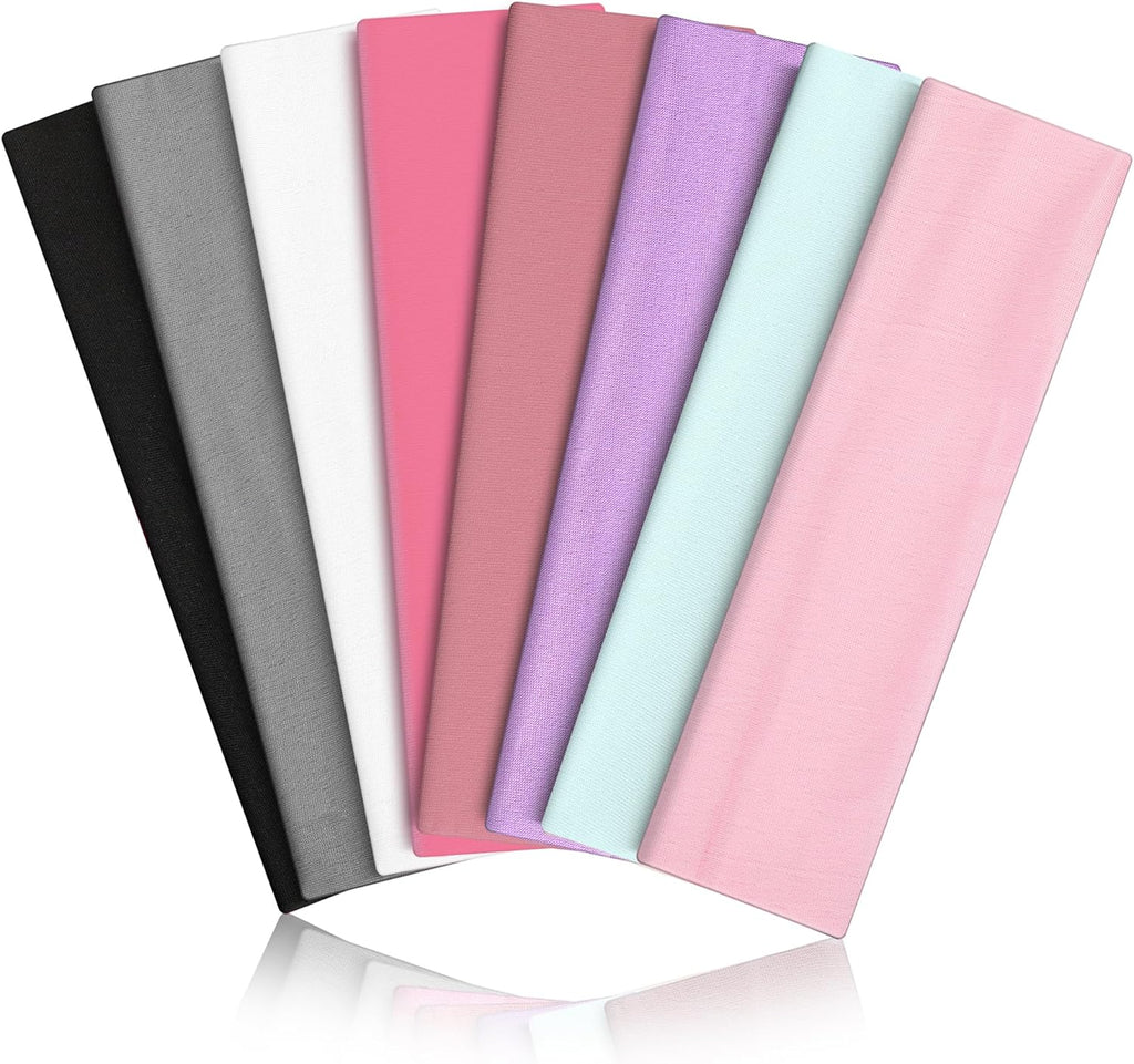 8PCS Summer-Exclusive Non Slip Sports Elastic Soft Running Fashion Headbands Absorb Sweat for Women & Men Working Out, Travel