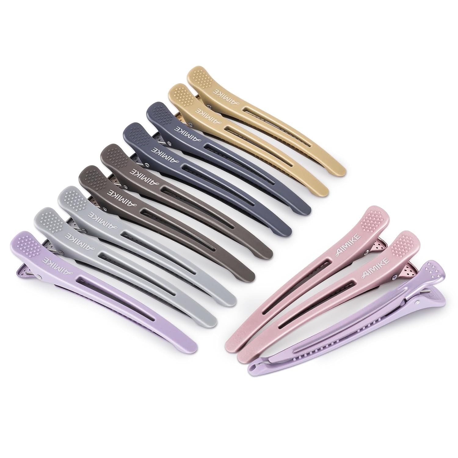 6Pcs Professional Hair Clips for Styling Sectioning, Anti-Slip No-Trace Duck Billed Hair Clips with Silicone Band, Salon and Home Hair Cutting Clips for Hairdresser, Women, Men - 4.3” Long