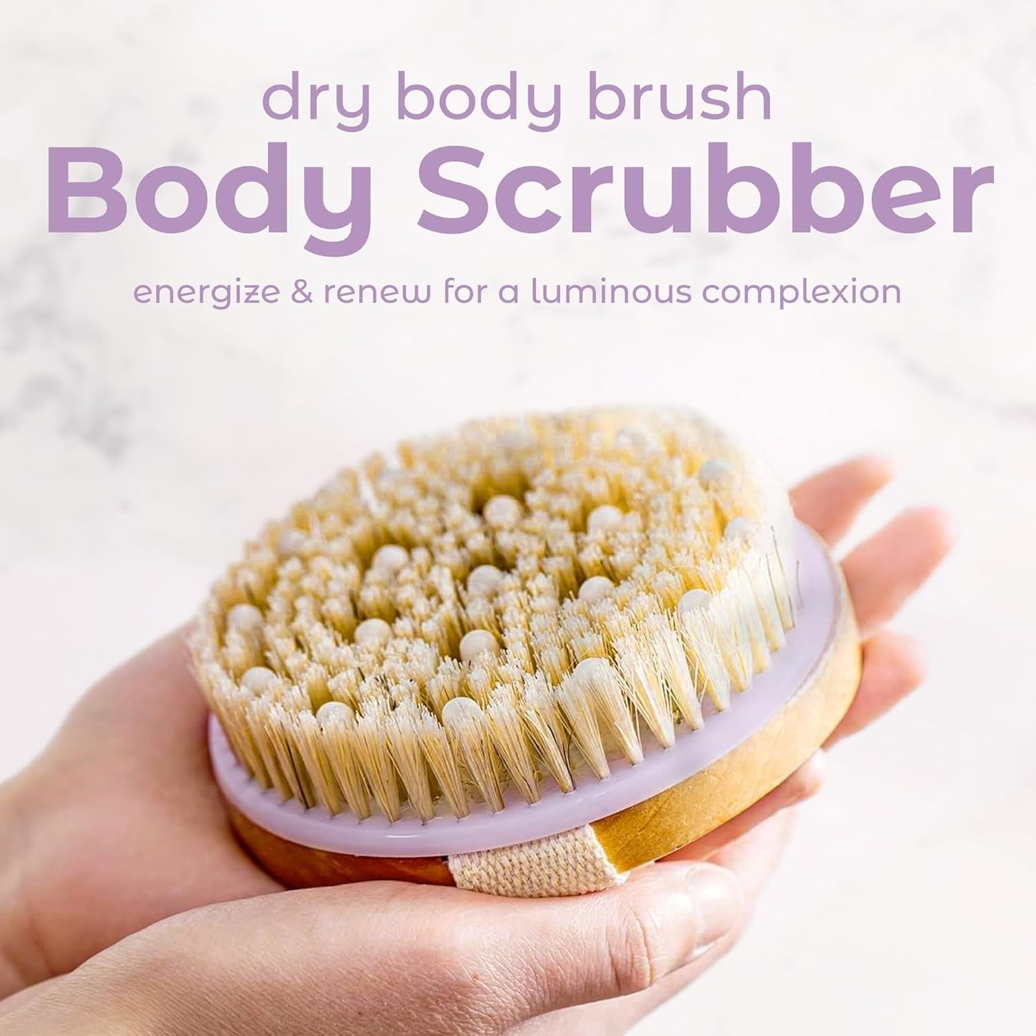 Dry Brushing Body Brush for Lymphatic Drainage, Dry Skin, Cellulite, Blood Circulation with Exfoliating Natural Bristles and Massage Nodes for Flawless Skin