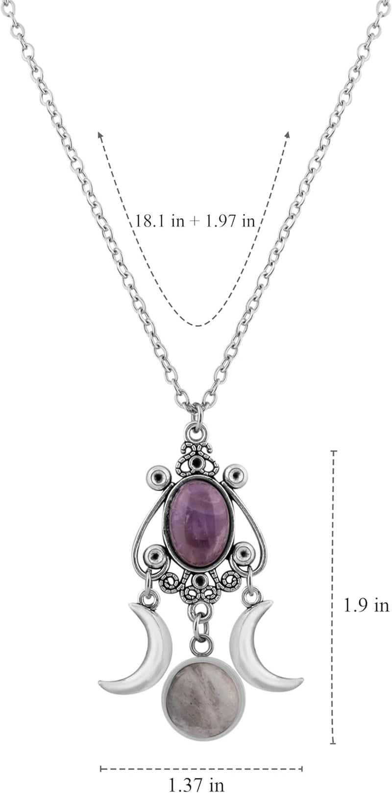 Gothic Crescent Moon Crystal Necklace, Gothic Vintage Boho Necklace, Goth Jewelry, Christmas Jewelry Gift for Women