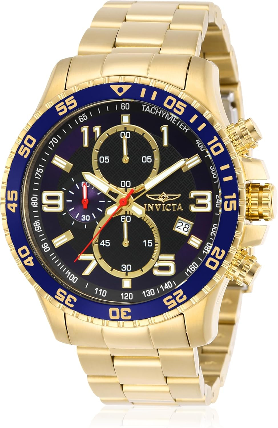 Men'S Specialty Chronograph Textured Dial Stainless Steel Watch