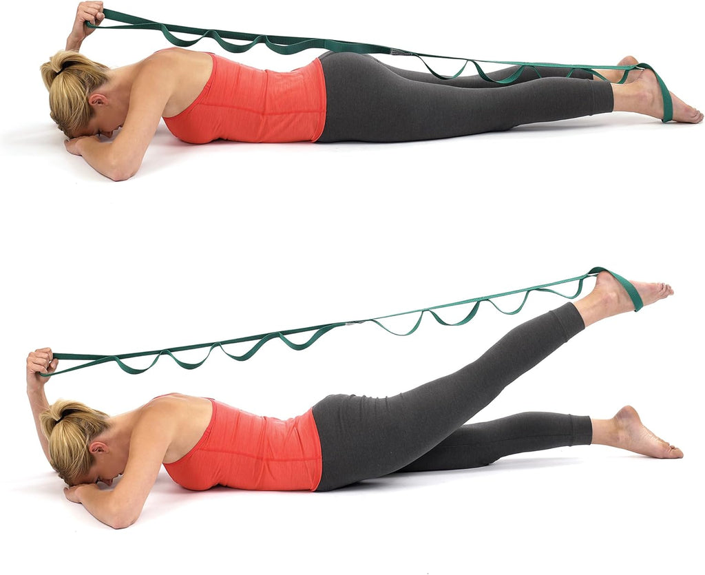 the Original Stretch Out Strap with Exercise Book, for Flexibility and Mobility Exercises. Stretch Out Straps for Physical Therapy, Yoga Stretching Strap and Knee Therapy Strap. Made in the USA