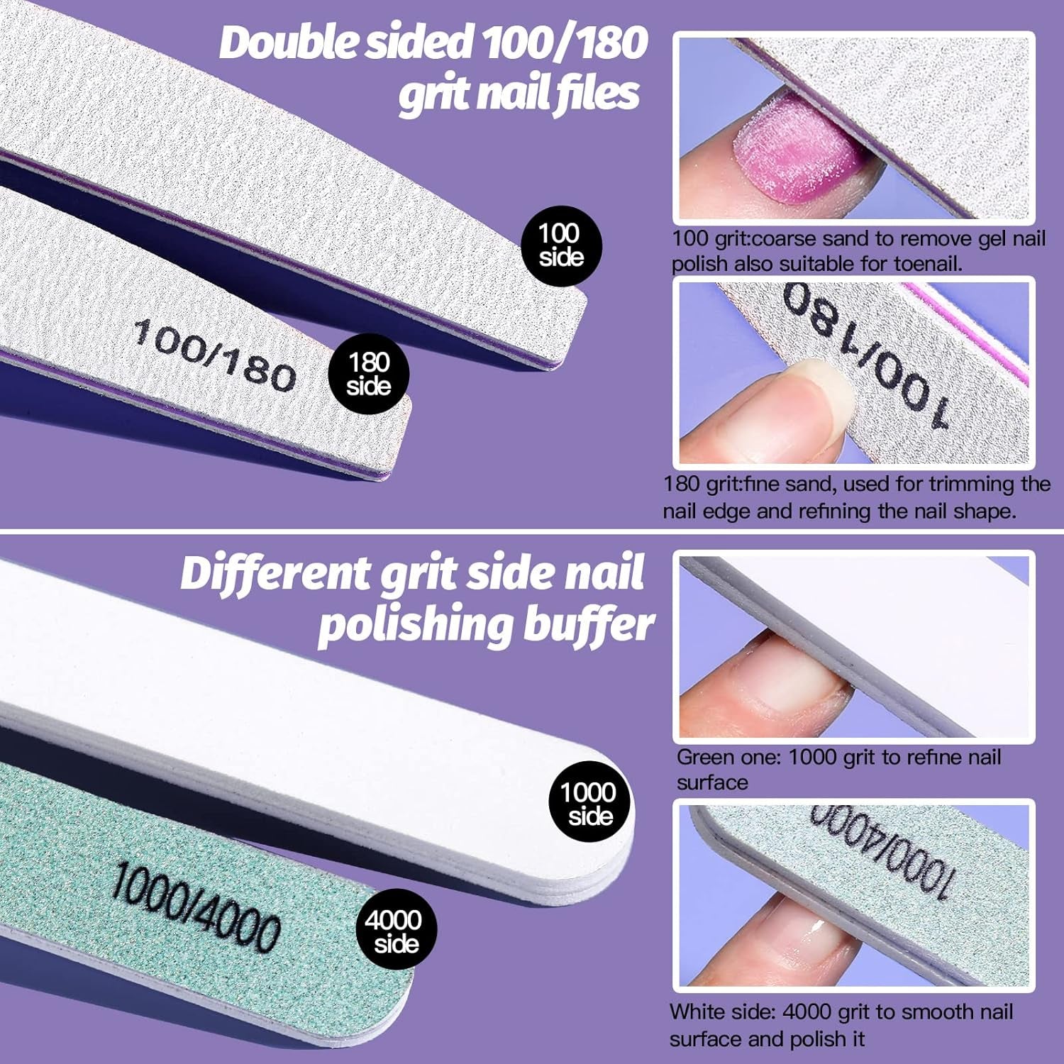 Nail Files and Buffers, Nail Cuticle Remover Kit with Nail File, Nail Buffer, Nail Buffer Block, Cuticle Nipper, Cuticle Pusher, Cuticle Peeler. Nail Cuticle Oil Lavender for Nail Care
