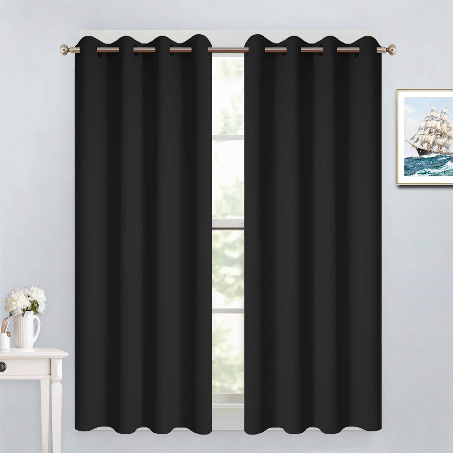 Room Darkening Gray Blackout Curtains 84 Inch Long Light Blocking Thermal Insulated Window Treatment Grommet Drapes for Bedroom Living Room, 52W X 84L, Grey Curtains, 2 Panels