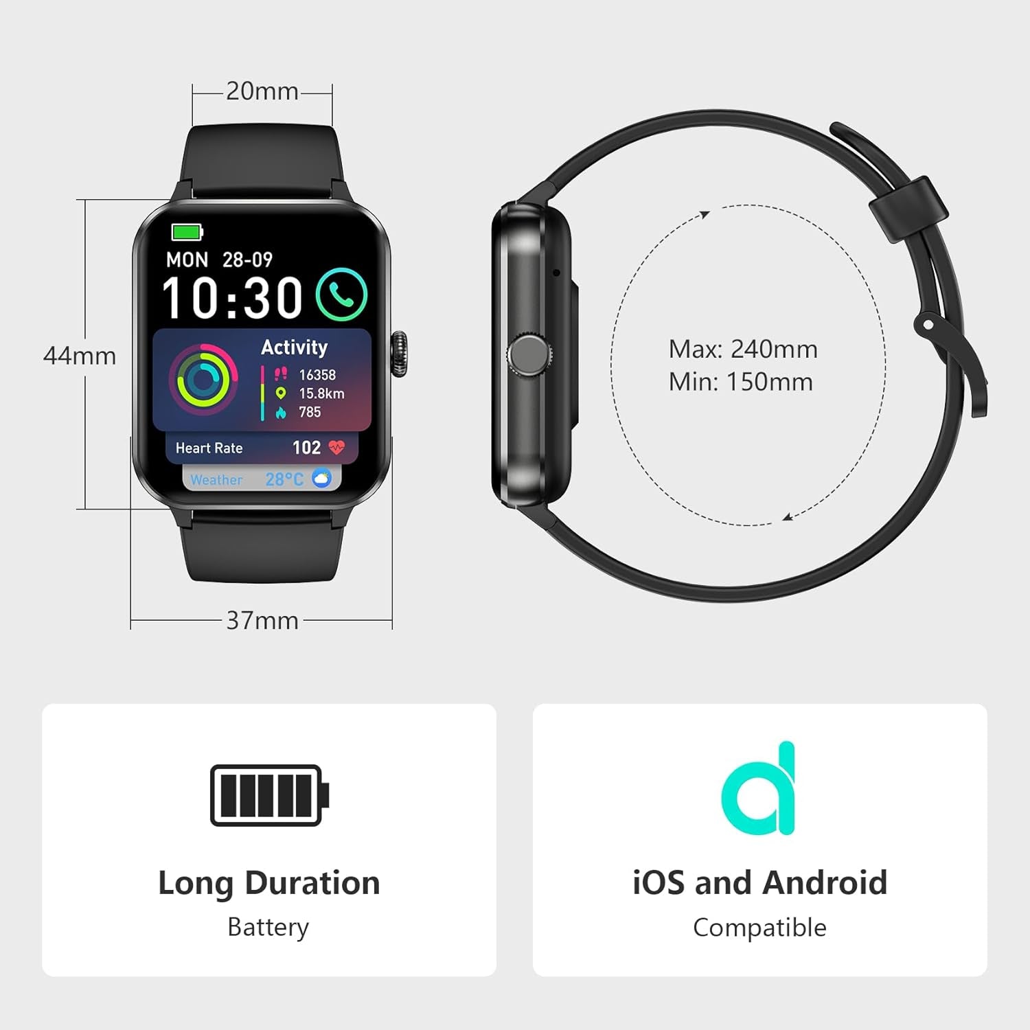 2026 Smart Watch (Answer/Make Calls), Fitness Watch for Men and Women with Heart Rate/Spo2/Sleep Monitor/2 Straps, 100+ Sports Modes, IP68 Waterproof Activity Tracker for Android/Iphone