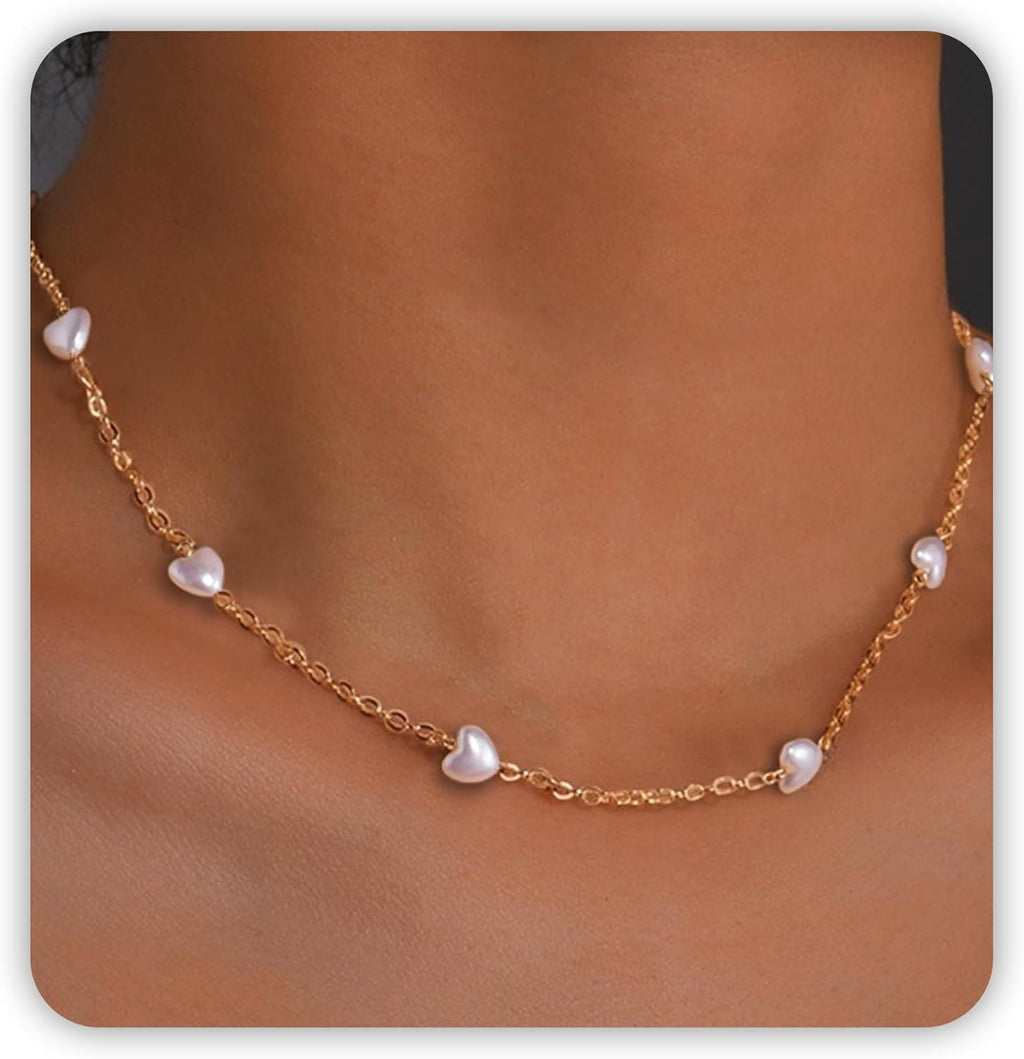 Pearl Necklaces, Daisy Pearls Choker for Women'S Pearl Strand Necklaces as Silver and Gold Choker for Teens, Silver Daisy Birthday Gifts 3 Pearls White Necklace as Prom Bridesmaid Gifts