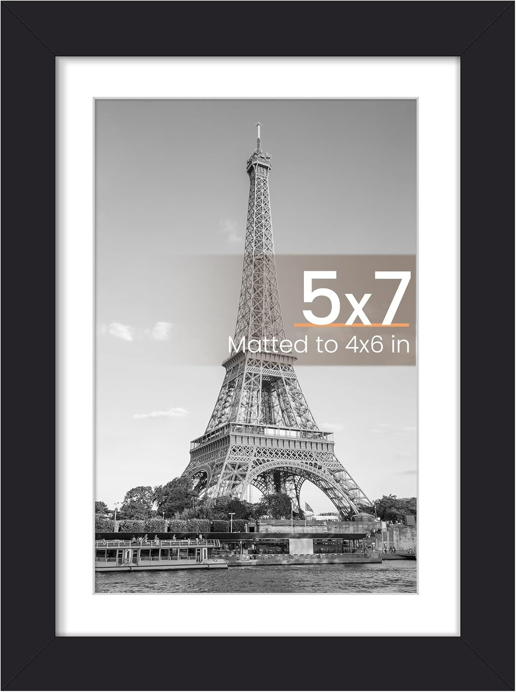 8.5x11 Black Picture Frame – Wall Hanging Display with Mat