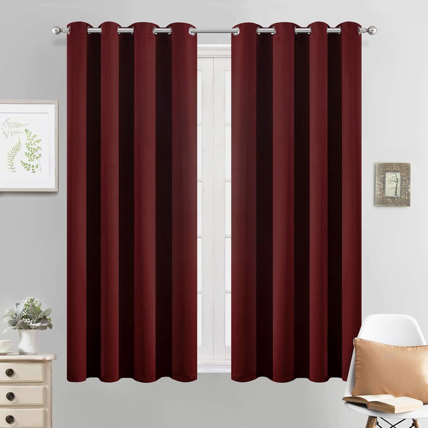 Room Darkening Gray Blackout Curtains 84 Inch Long Light Blocking Thermal Insulated Window Treatment Grommet Drapes for Bedroom Living Room, 52W X 84L, Grey Curtains, 2 Panels