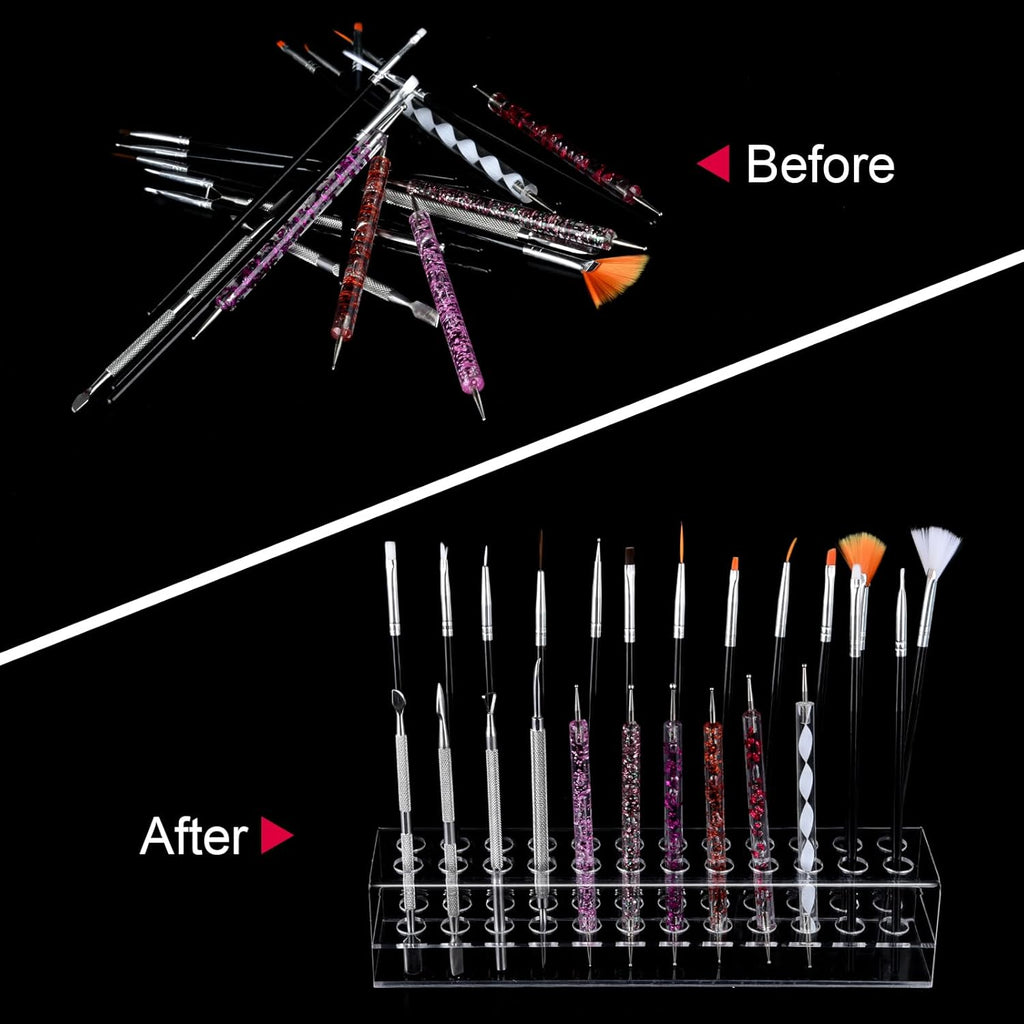 Nail Art Tool Organizer, Nail Brush Holder, Nail Technician Gifts, Storage for Storing Pro Beauty Finger Nailcare Art Kit Tools Makeup Display Case Refillable Container Holder Organization