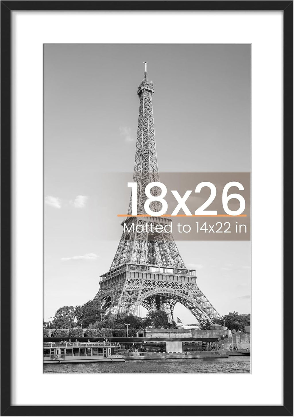 8.5x11 Black Picture Frame – Wall Hanging Display with Mat