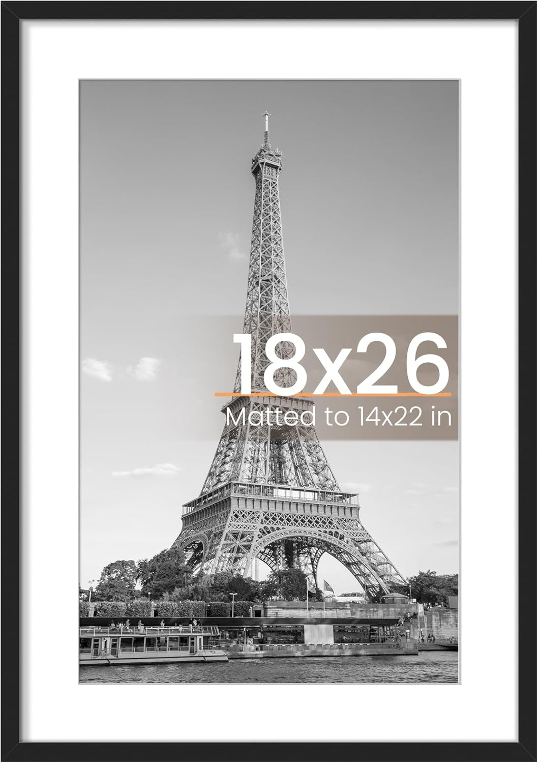 8.5x11 Black Picture Frame – Wall Hanging Display with Mat