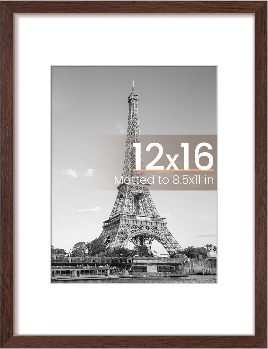 8.5x11 Black Picture Frame – Wall Hanging Display with Mat