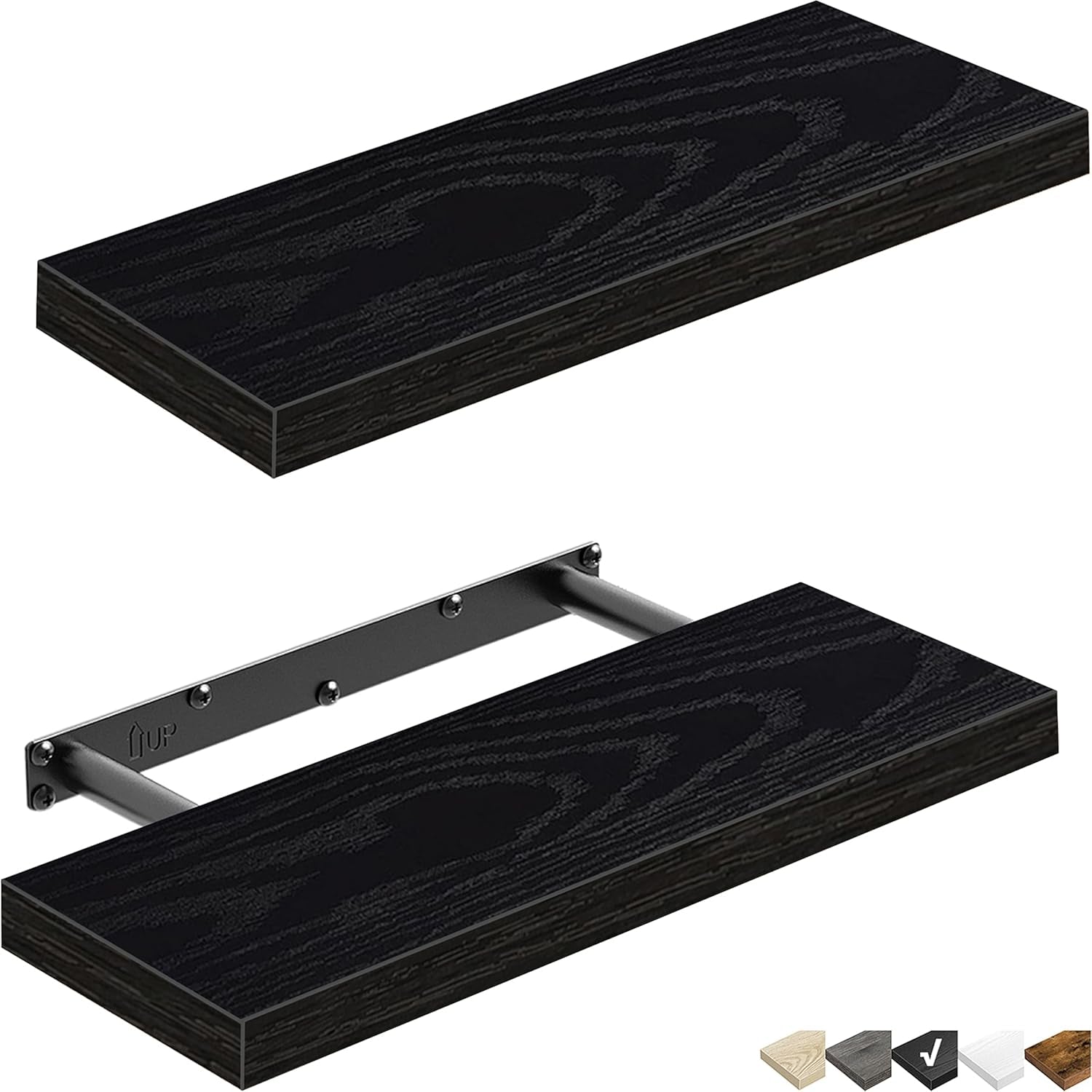 Floating Shelves for Wall Bathroom Shelf Bedroom Kitchen Living Room Hanging Book Shelves Small Farmhouse Decor 16 Inch Set of 3, Rustic Brown (015-BN3)