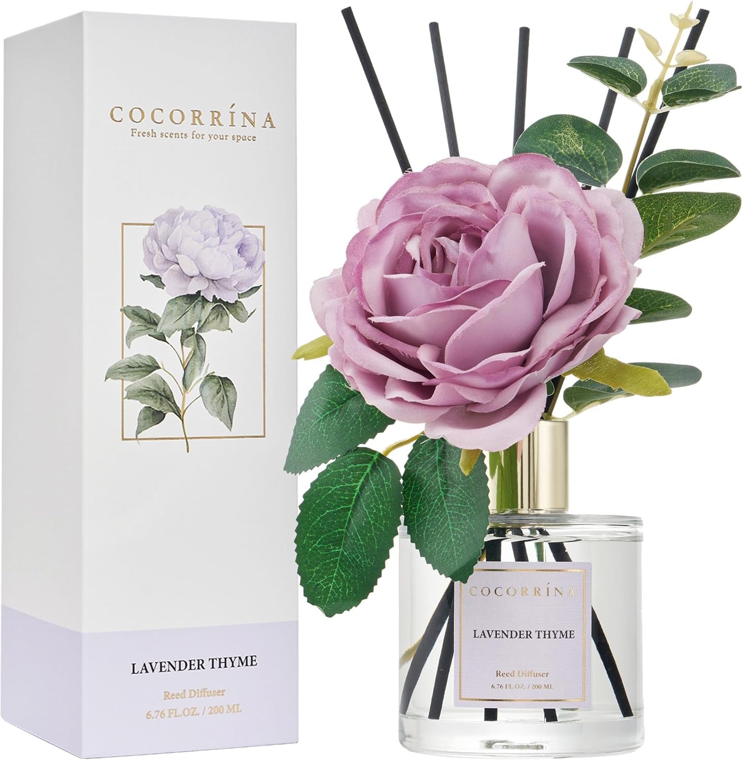 Reed Diffuser Set, Clean Linen 6.7 Fl Oz Scented Diffuser with Sticks Home Fragrance Reed Diffuser for Bathroom Shelf Decor