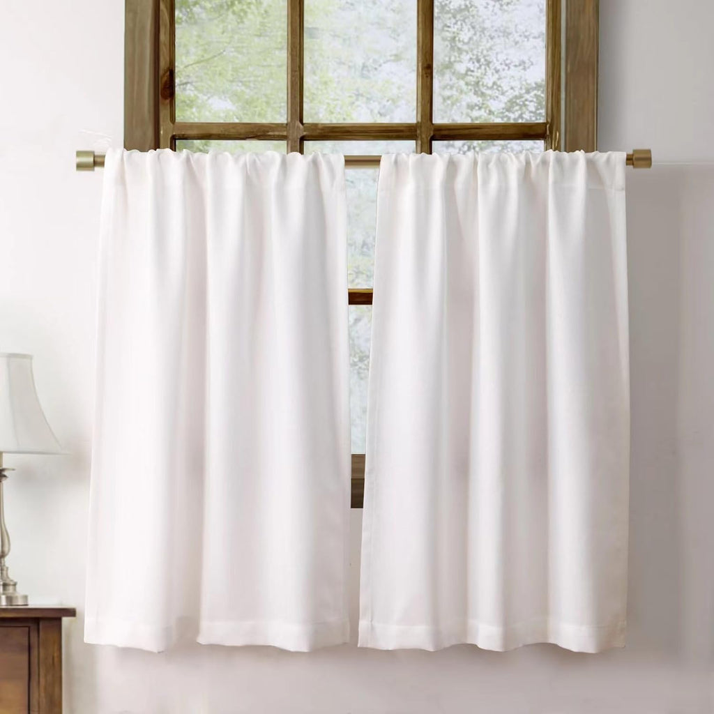 2 Pack Faux Linen Valance for Windows Kitchen Living Room Valances Rod Pocket Farmhouse Country Rustic Bathroom Small Window Treatment (54X15 Inch, Natural)