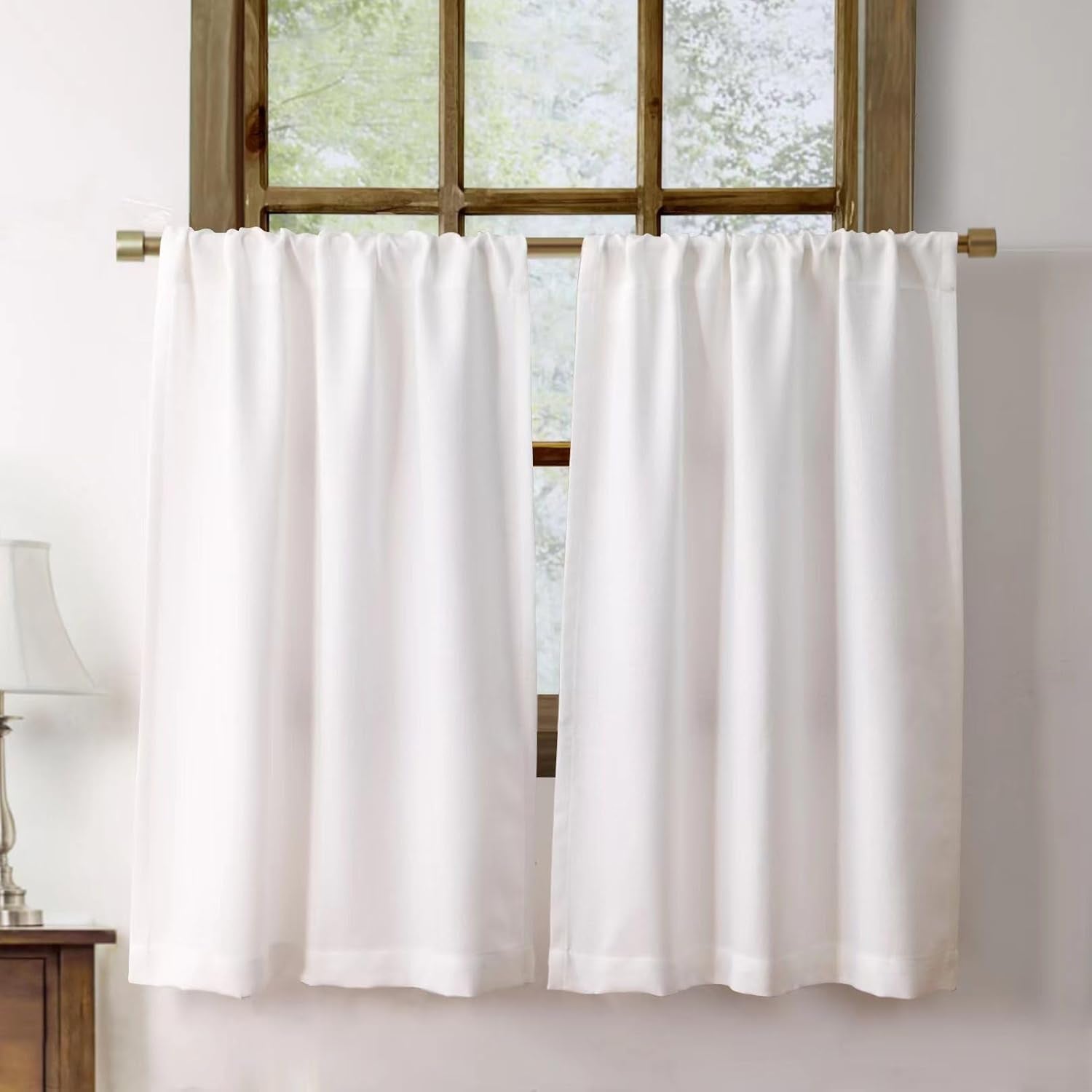2 Pack Faux Linen Valance for Windows Kitchen Living Room Valances Rod Pocket Farmhouse Country Rustic Bathroom Small Window Treatment (54X15 Inch, Natural)