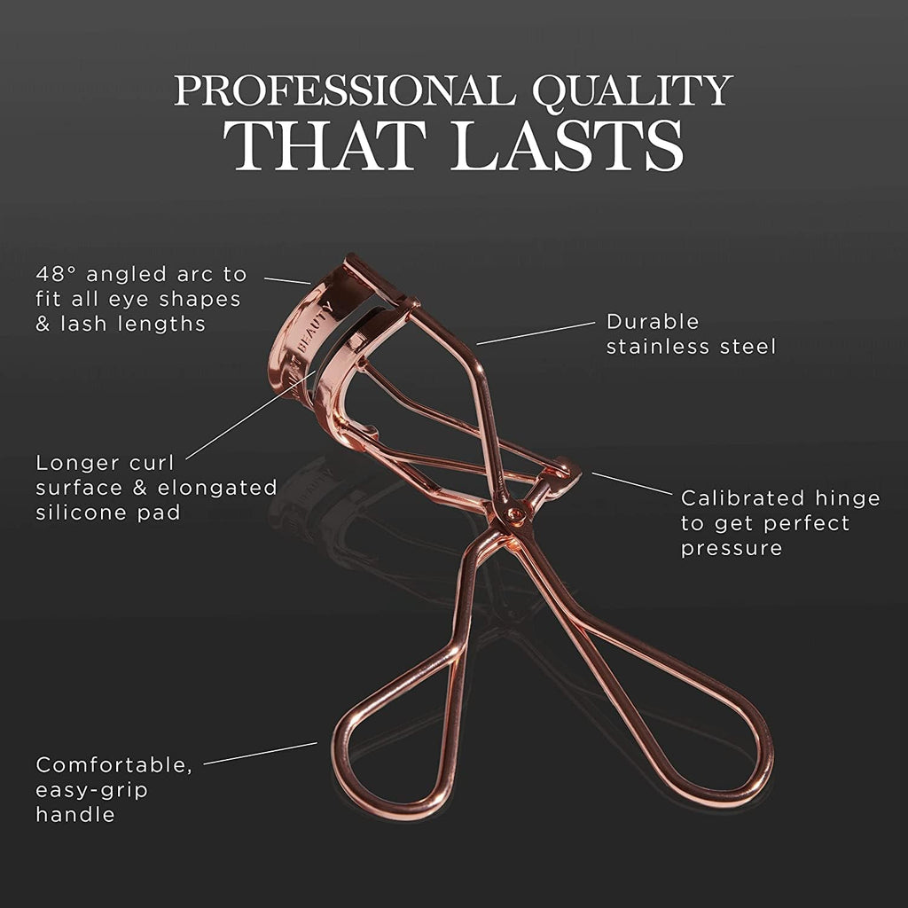 Eyelash Curler with Satin Bag & Refill Pads - Award Winning - No Pinching, Just Dramatically Curled Eyelashes for a Lash Lift in Seconds (Rose Gold)