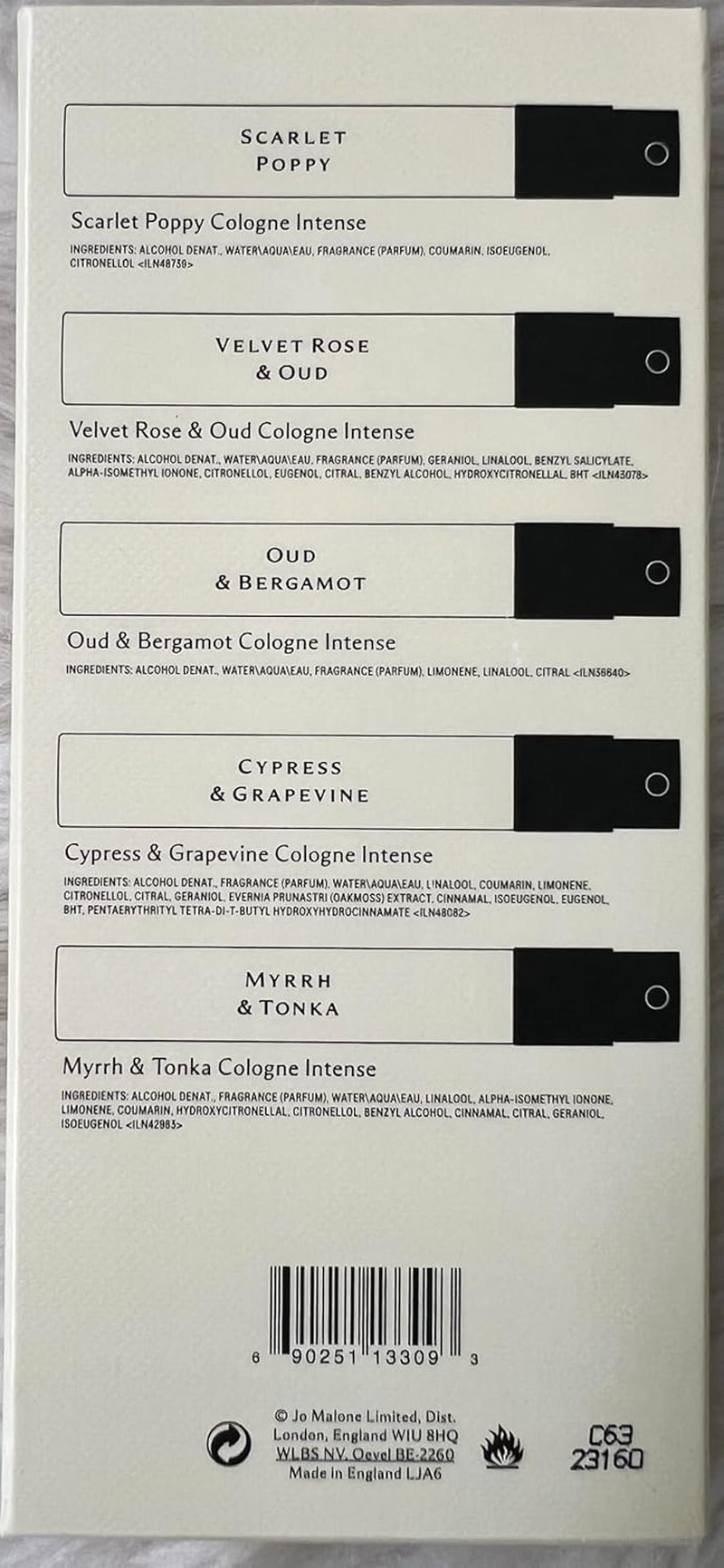 Cologne Intense Discovery Collection 5 Mini Perfume * 1.5Ml Each