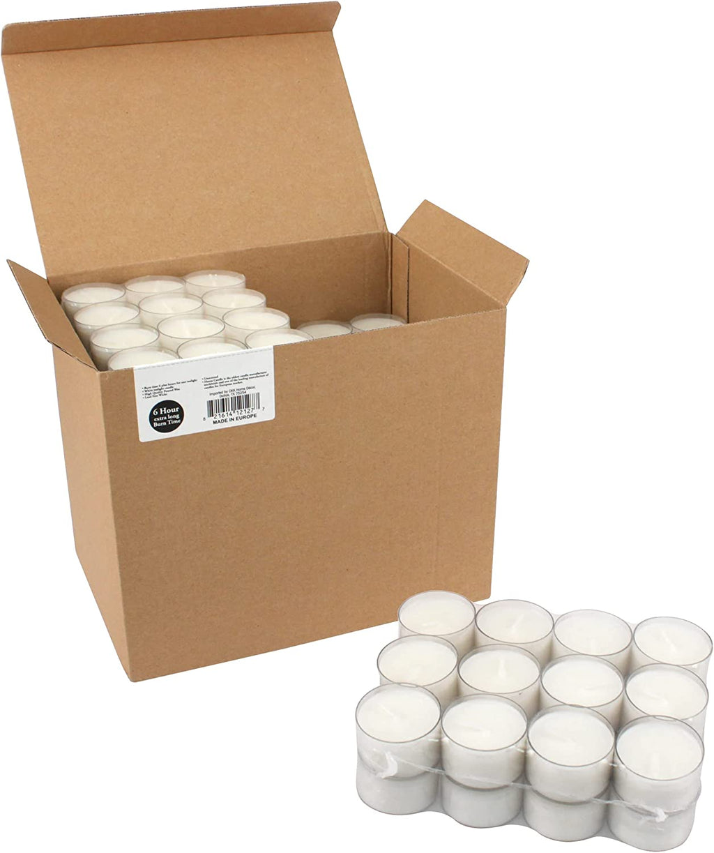 96 Pack Unscented White Tealight Candles – 6-7 Hour Burn