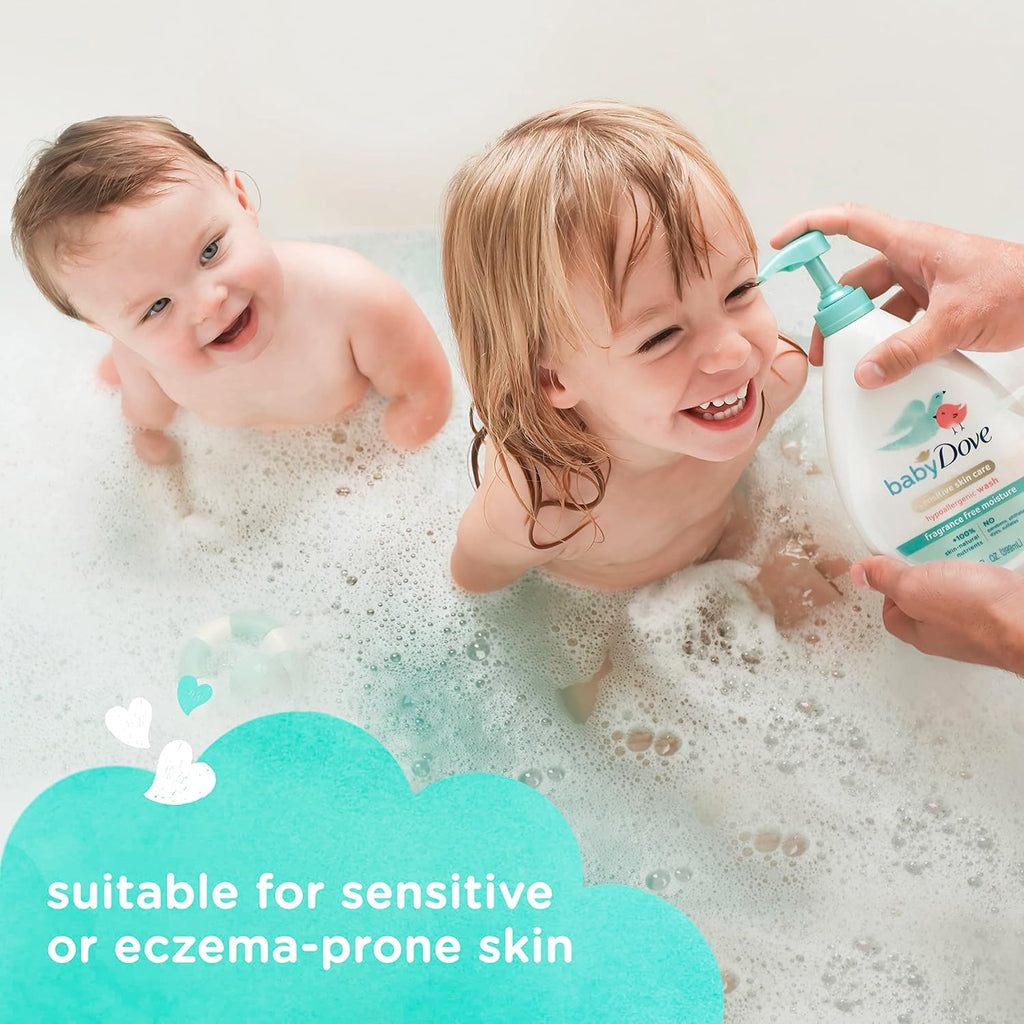Sensitive Skin Care Baby Wash Fragrance Free Moisture for Baby Bath Time Fragrance Free and Hypoallergenic, Washes Away Bacteria 34 Oz (Pack of 1)