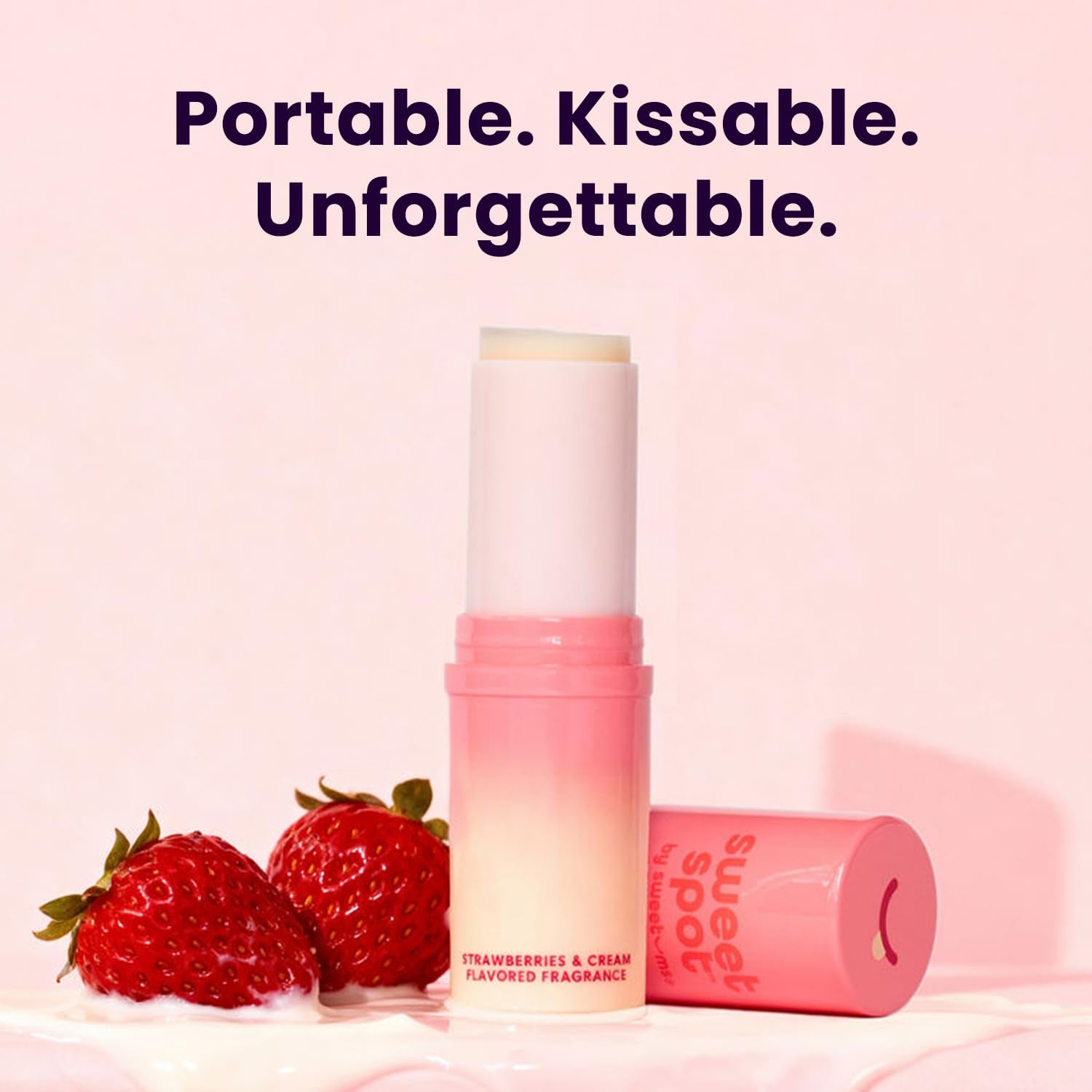 Sweetspot Flavored Solid Perfume Stick, Portable Travel Perfumes for Women, Long Lasting Fragrances, Non Sticky Formula, Natural Ingredients, Fragrance Stick (Strawberries & Cream)