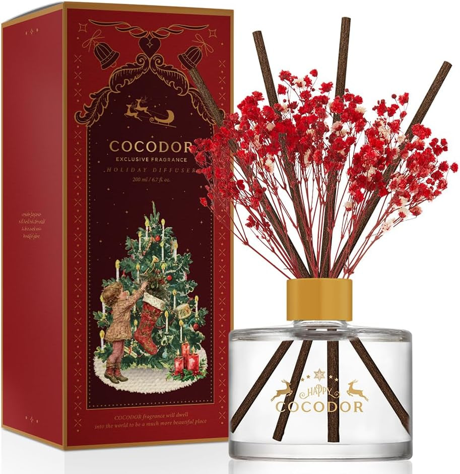 COCODOR Flower Reed Diffuser Set / 6.7Oz / White Jasmine/Scent Diffuser with Sticks Home Fragrance Reed Diffuser for Bathroom Shelf Decor