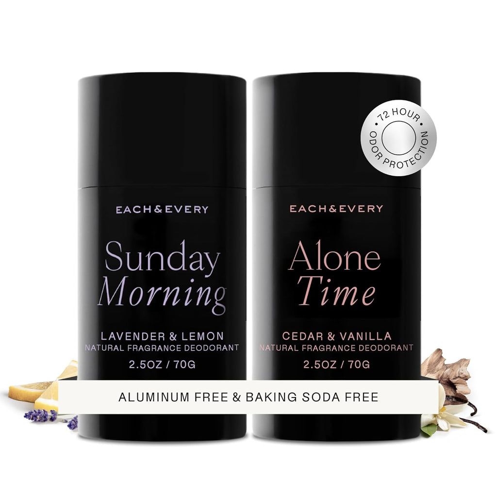 Aluminum Free Deodorant for Women & Men, Lavender & Lemon - All Natural Deodorant for Sensitive Skin, EWG Verified - Clean, Baking Soda-Free, Plant-Based Fragrance - 2.5Oz, 2 Pack