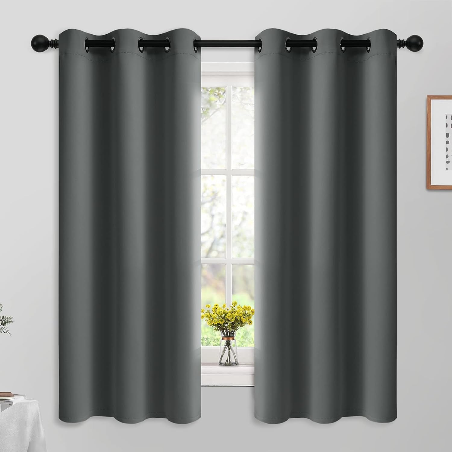 Room Darkening Gray Blackout Curtains 84 Inch Long Light Blocking Thermal Insulated Window Treatment Grommet Drapes for Bedroom Living Room, 52W X 84L, Grey Curtains, 2 Panels