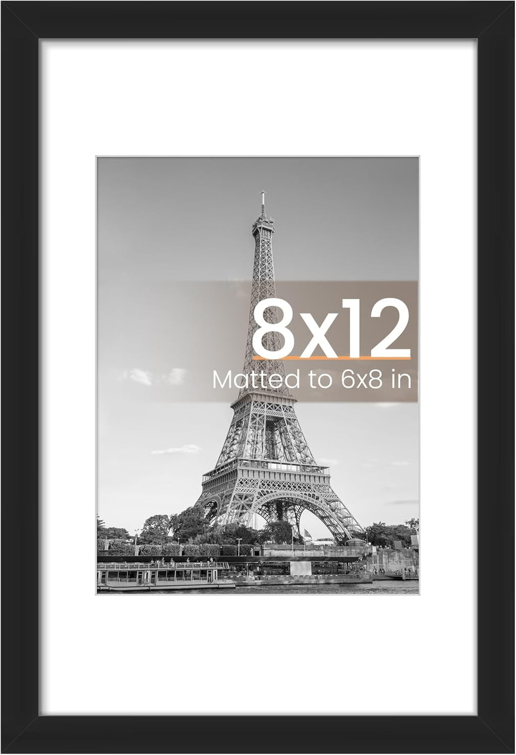 8.5x11 Black Picture Frame – Wall Hanging Display with Mat