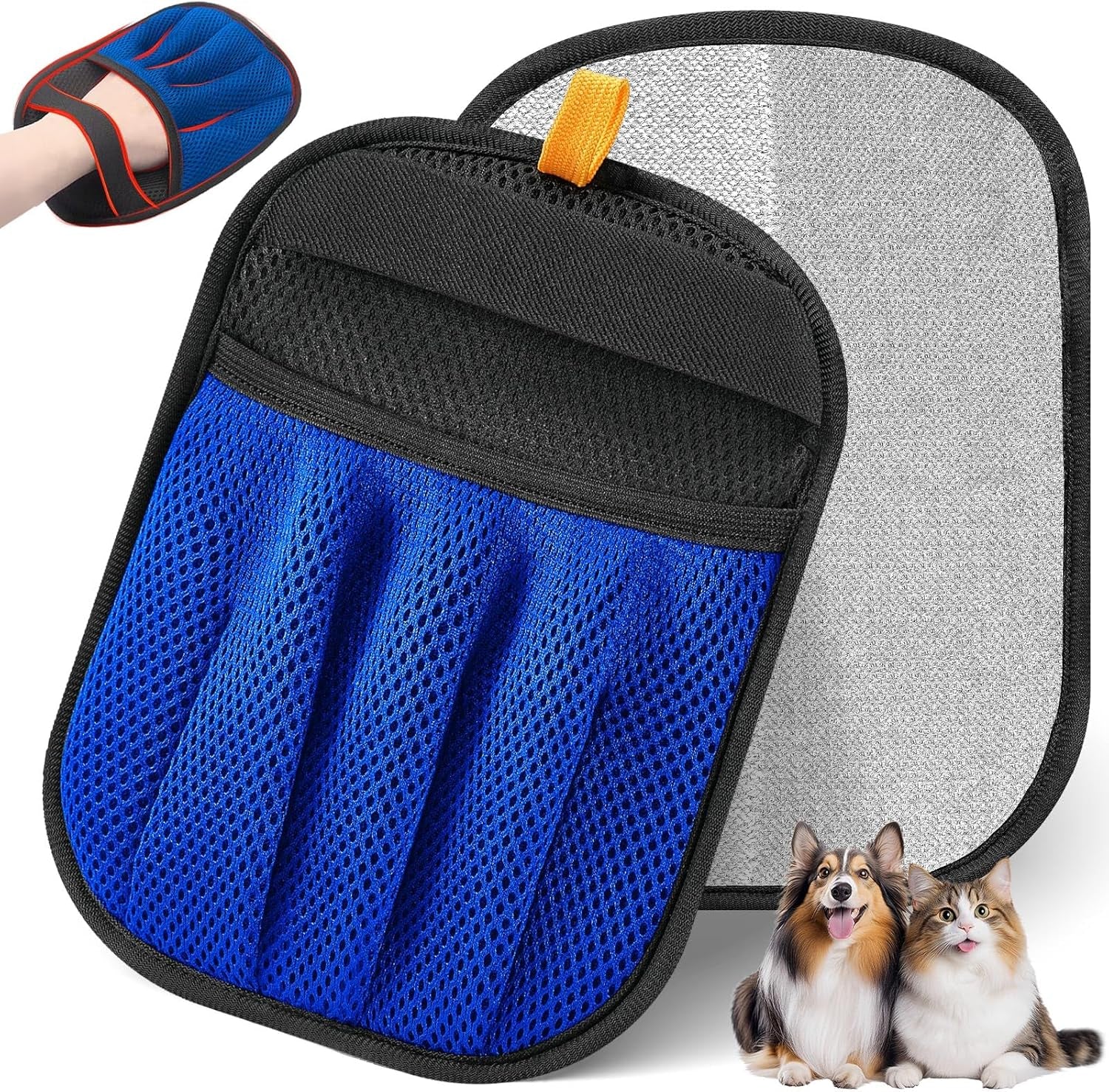 Pet Hair Removal Glove for Cats & Dogs, Upgraded Five-Finger Electrostatic Pet Hair Glove, Reusable Magic Brush Pet Hair Remover Tool for Laundry, Couch, Carpet, Car Seat