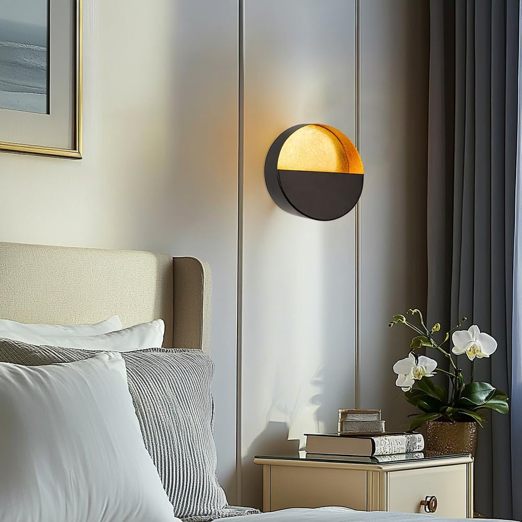 Luxury Metal Wall Candle Sconces – Small Handcrafted Wall-Mounted Tealight Candle Holders with Gold Leaf Interior – Modern & Rustic Home Décor for Living Room, Hallway – 6.5" Black Two Pieces