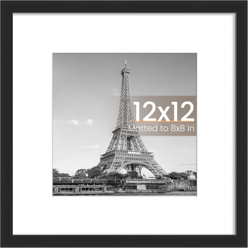 8.5x11 Black Picture Frame – Wall Hanging Display with Mat
