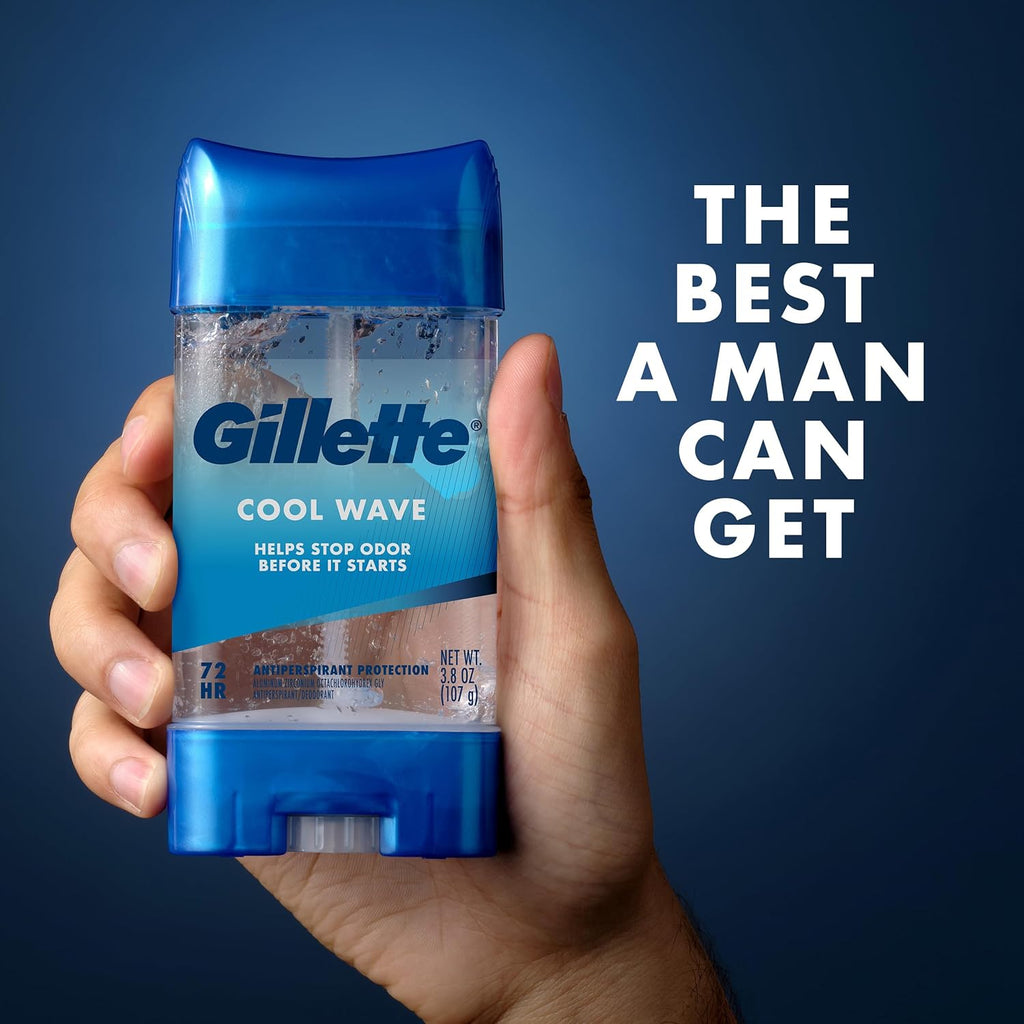 Antiperspirant and Deodorant for Men, 72Hr Clinical Strength Sweat & Odor Protection, Long Lasting Freshness, Anti-White Mark Technology, Clear Gel, Cool Wave Scent, 3.8 Oz (Pack of 4)