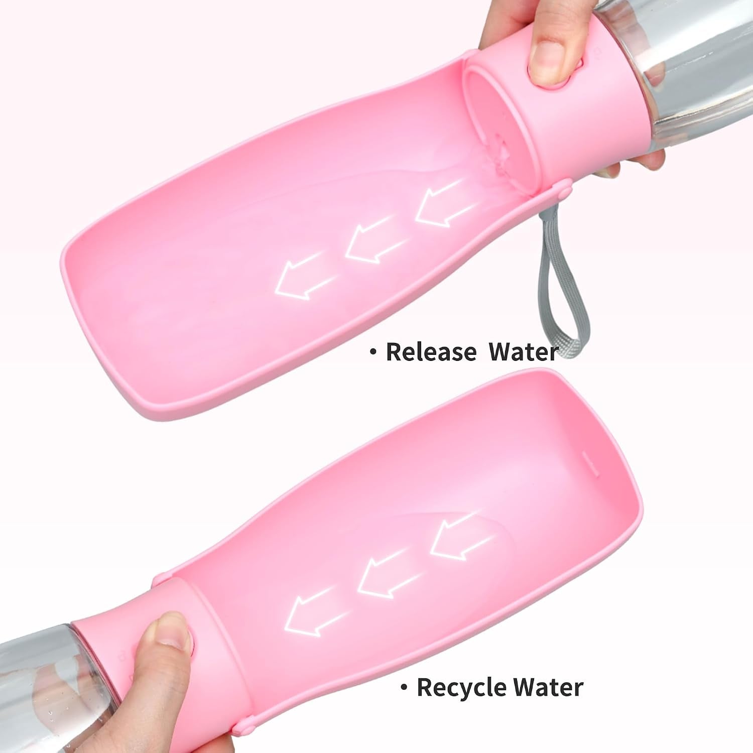 Dog Water Bottle, Leak Proof Portable Puppy Water Dispenser, Travel Puppy Water Bowl, Foldable Transparent Dog Water Bottle for Pets Outdoor Walking, Hiking, Travel, Food Grade Plastic - 19Oz Pink