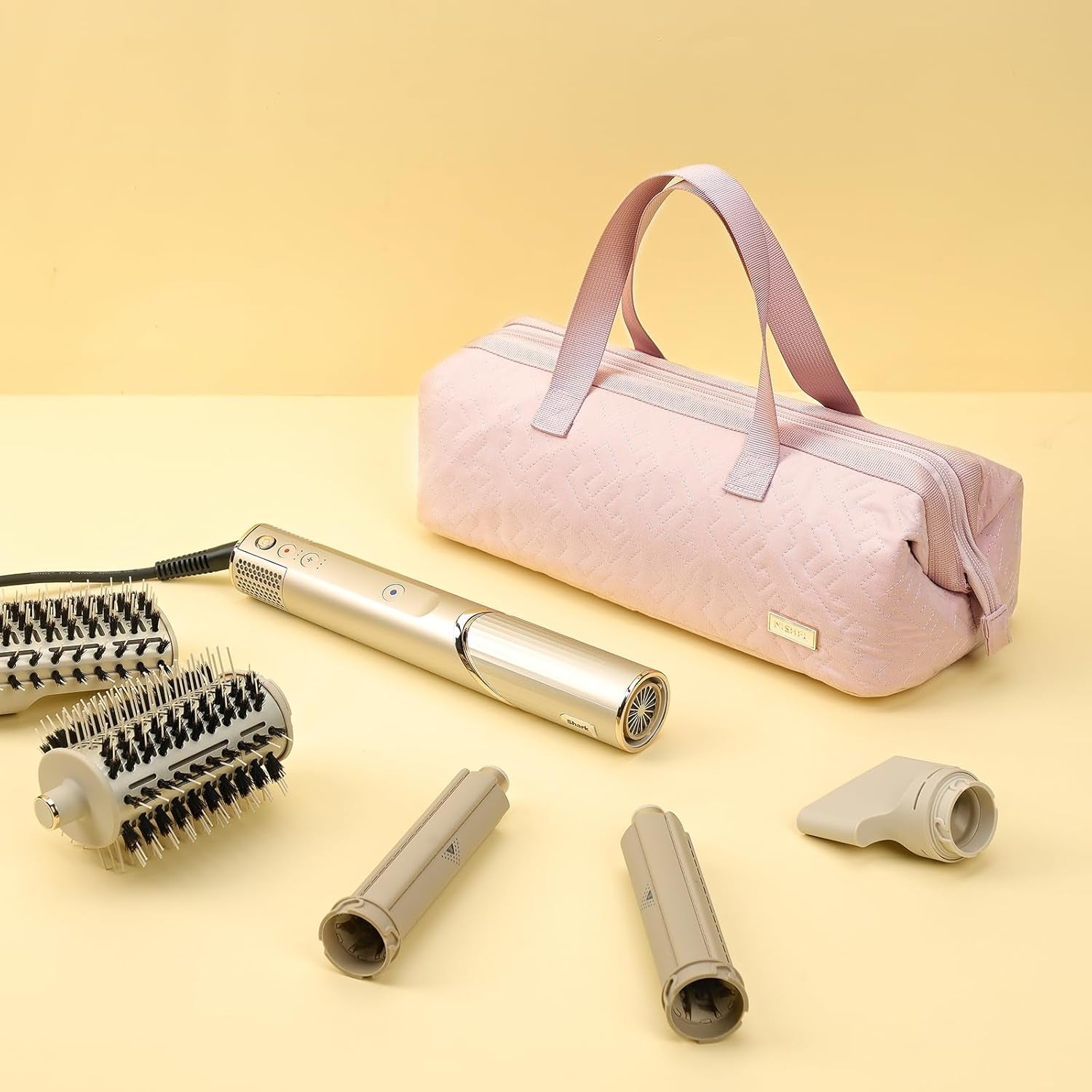 Hair Tools Travel Carrying Bag, Portable Hair Air Wrap Dryer Case, Hair Dryer/Curling Iron/Airstraight Attachment Organizer, Pink