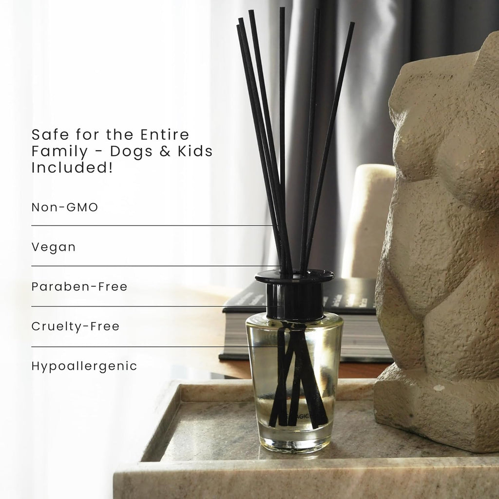 Mahogany & Teakwood Reed Diffuser for Home - Luxury Scent Diffuser with Premium Fiber Reeds for Lasting Gentle Dispersal - Natural, Toxin-Free Aroma Inspired by Ambercrombie & Fitch