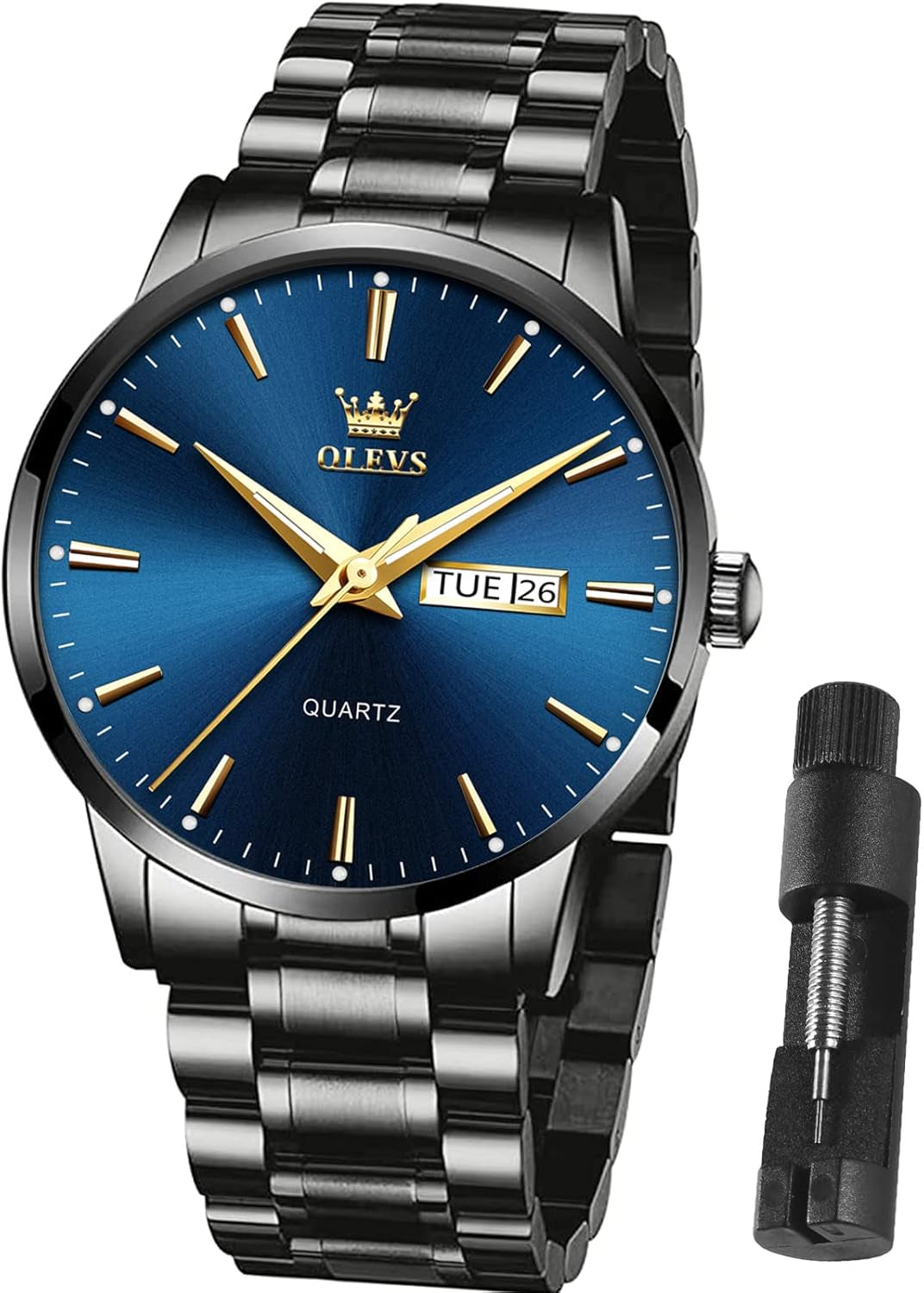 Mens Gold Watches Waterproof Stainless Steel Lightweight Watch with Date Classic Luxury Dress Watch for Men Gold White Blue Green Dial