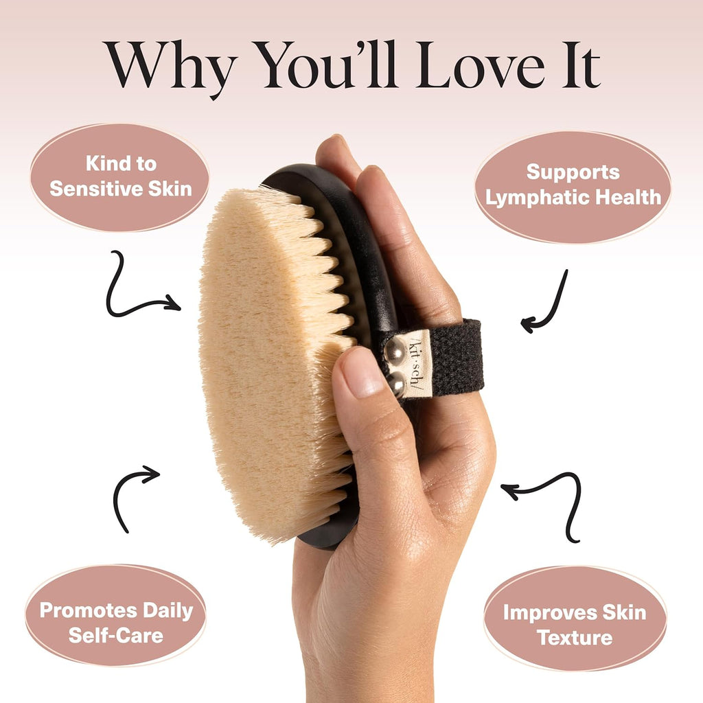 Dry Brushing Body Brush for Lymphatic Drainage- Soft Bristles - Dry Brush to Remove Dry Skin and Improves Blood Circulation, Body Exfoliator Scrubber for Glowing Skin, Sauna Accessories