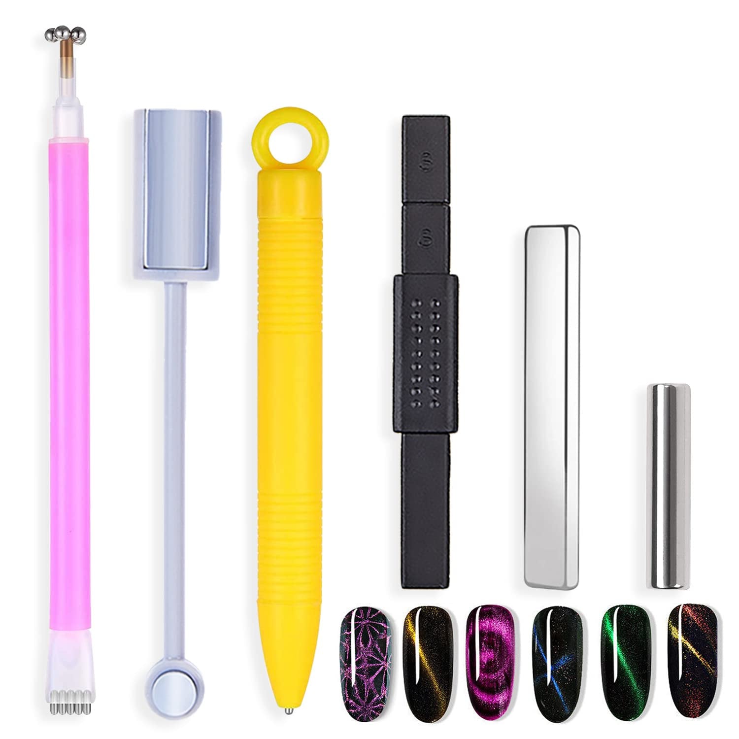 15Pcs Nail Magnet Set Cat Eye Gel Nail Polish Magnet Wand Magnetic Nail Polish Cat Eye Magnet for Nails Cat Eye Magnets Sticks Nail Design Tools Nail Art