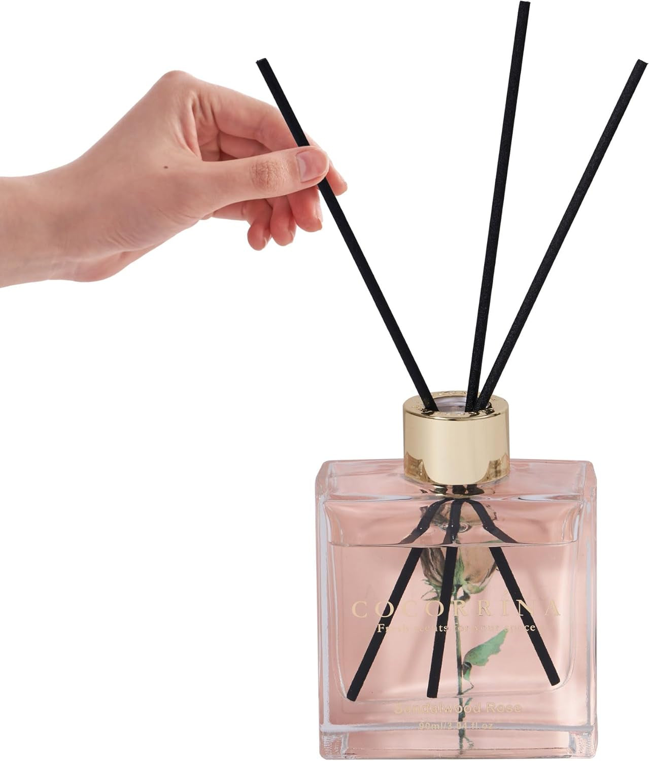 Reed Diffuser Set of 3-3 Pack/ 3.04 Fl.Oz Diffuser with 24 Sticks Cashmere Vanilla/Sandalwood Rose/Clean Linen Reed Diffuser for Home Bathroom Office Decor