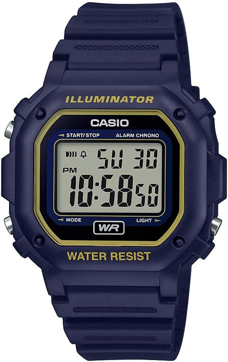 F108WH Series | Men'S Digital Watch | Illuminator | Water Resistant | LED Light | Daily Alarm | 1/100 SEC Stopwatch | 3 Hands (HR, Min, SEC) | Date/Day Display | Daily Alarm | 7 Year Battery