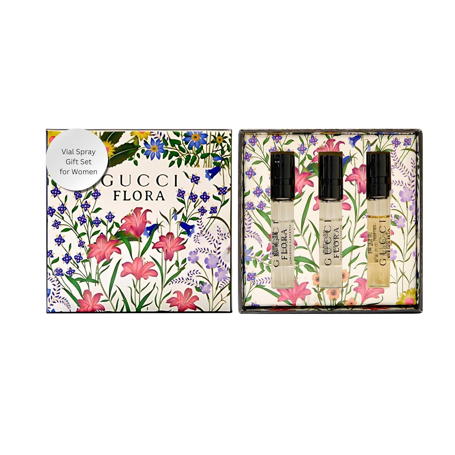 Flora Perfume Gift Set for Women Mini Fragrance Travel Spray Gift Sampler, EDP Luxury Fragrance Vials (3 X 0.05 Fl Oz)