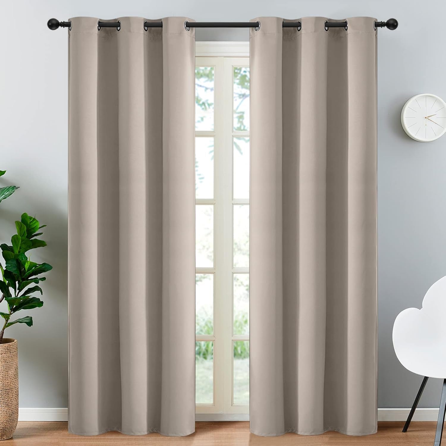 Room Darkening Gray Blackout Curtains 84 Inch Long Light Blocking Thermal Insulated Window Treatment Grommet Drapes for Bedroom Living Room, 52W X 84L, Grey Curtains, 2 Panels