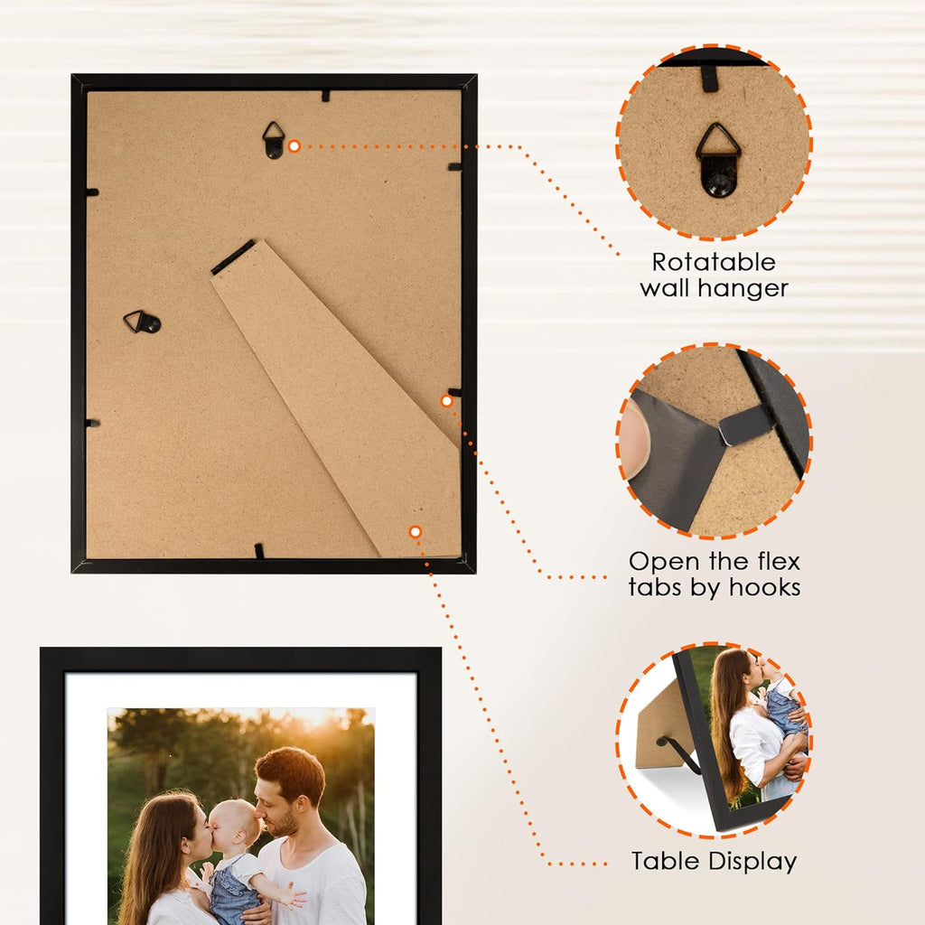 8x10 Picture Frames Set of 2 – Black Wall or Tabletop Display